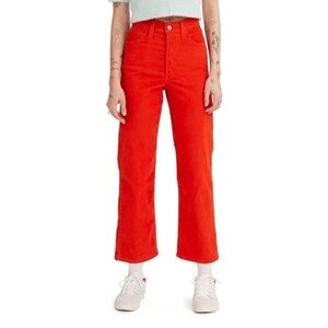 Levi's Premium Ribcage Straight Leg Ankle Corduroy Red Pants